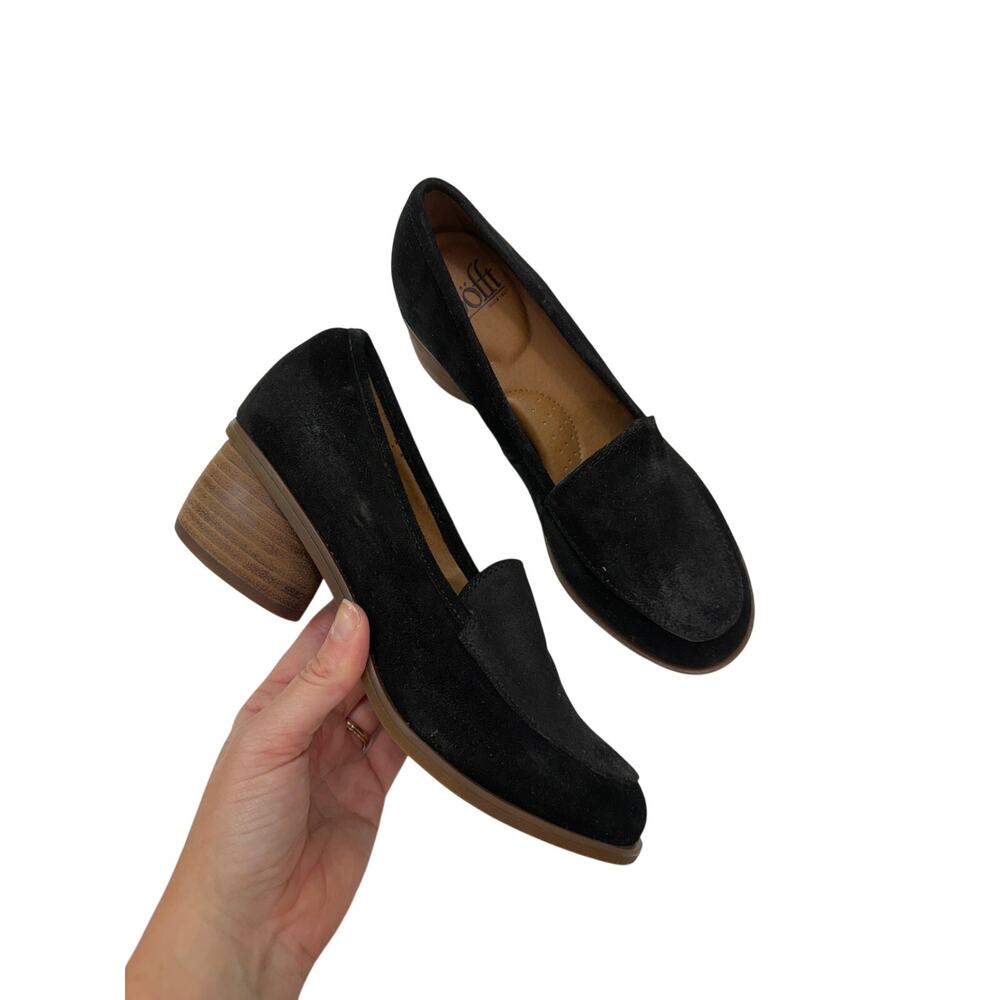 Sofft Black Leather Heeled Loafer 7.5